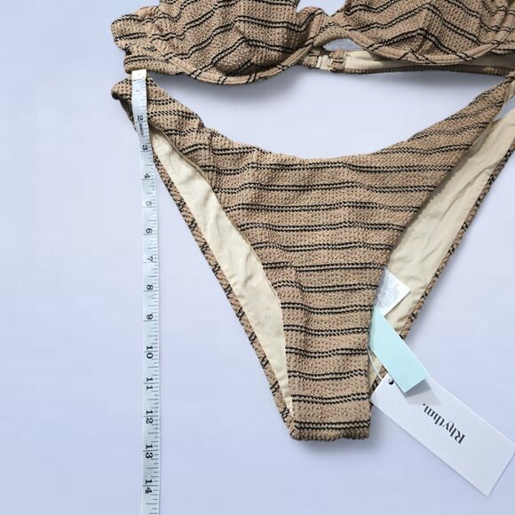 Rhythm Sol Stripe Underwire Bikini Top & Hi Cut Pant Set - Size Extra Large - Picture 6 of 8